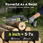 SEESE Brushless Mini Chainsaw - Portable Electric Cordless Saw for Wood Cutting, Batteries (2000Mah) ,Pruning, Gardening, Camping - Suitable for Seniors, Women Holiday Gifts
