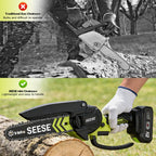 SEESE Brushless Mini Chainsaw - Portable Electric Cordless Saw for Wood Cutting, Batteries (2000Mah) ,Pruning, Gardening, Camping - Suitable for Seniors, Women Holiday Gifts