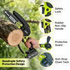 SEESE Brushless Mini Chainsaw - Portable Electric Cordless Saw for Wood Cutting, Batteries (2000Mah) ,Pruning, Gardening, Camping - Suitable for Seniors, Women Holiday Gifts