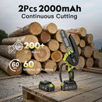 SEESE Brushless Mini Chainsaw - Portable Electric Cordless Saw for Wood Cutting, Batteries (2000Mah) ,Pruning, Gardening, Camping - Suitable for Seniors, Women Holiday Gifts